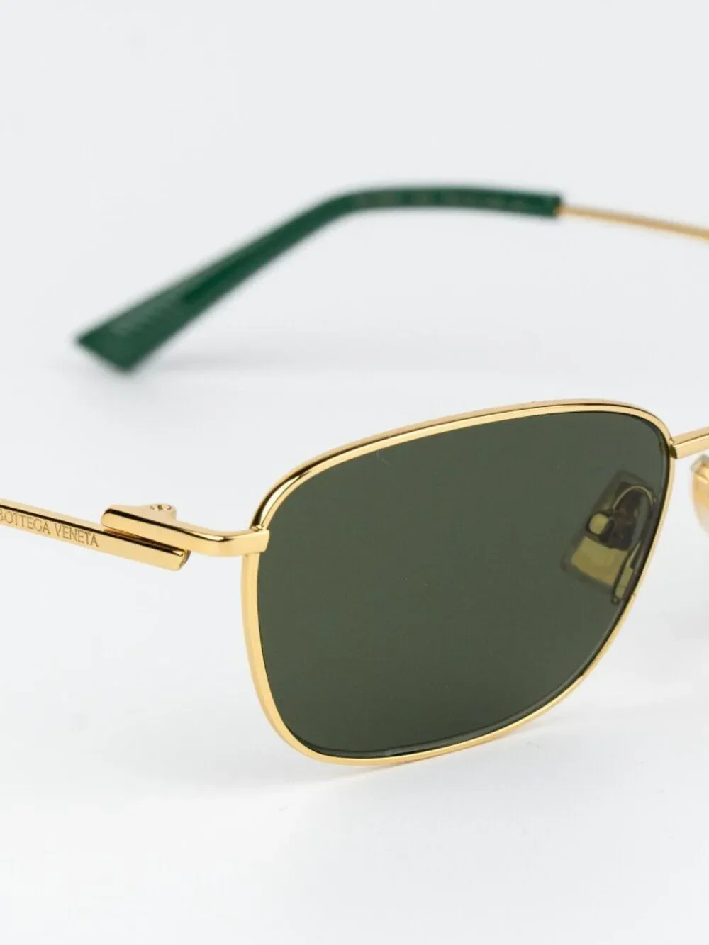 Bottega Veneta Men Sunglasses Gold Green Rectangle BV1300S 002 NEW AUTHENTIC